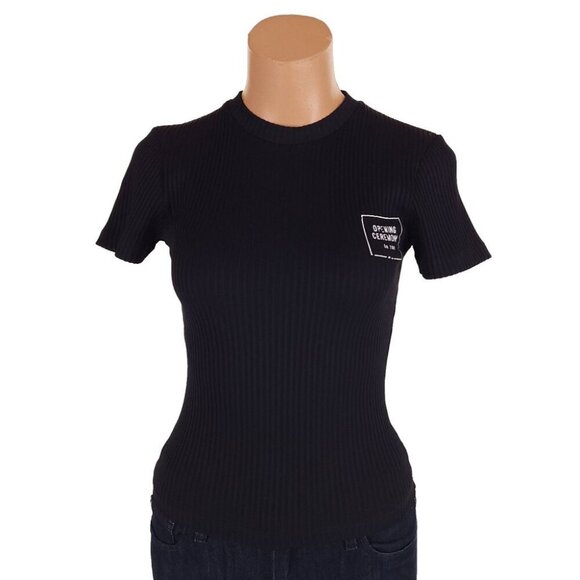 Opening Ceremony Box Logo-Print Rib T-Shirt Size XS Womens Black Tee $180 - Picture 2 of 15